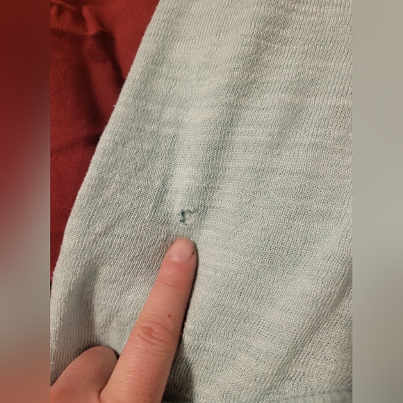 Torrid Sharkbite Layered Sweater Teal And White Womans Size 2 FLAWED - Picture 4 of 7